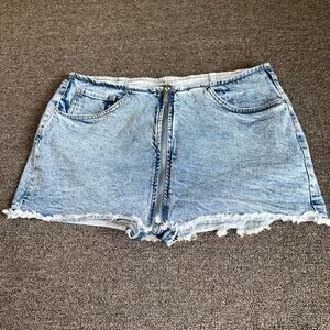 Wild Fable Mini Skirt Skort Women Medium Blue Denim Pockets Raw Hem Front Zip